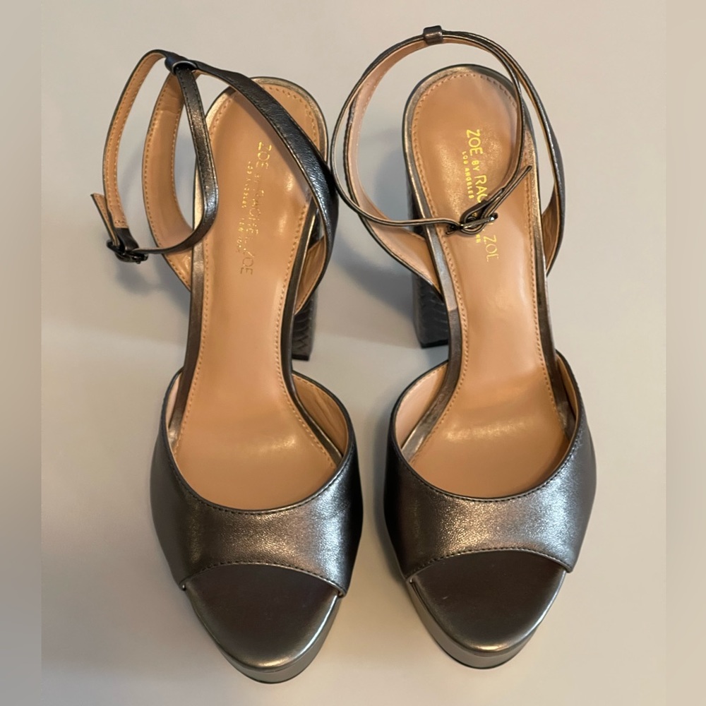 Zoe by Rachel Zoe Platform Claire Silver Metallic Sandals - Picture 2 of 9